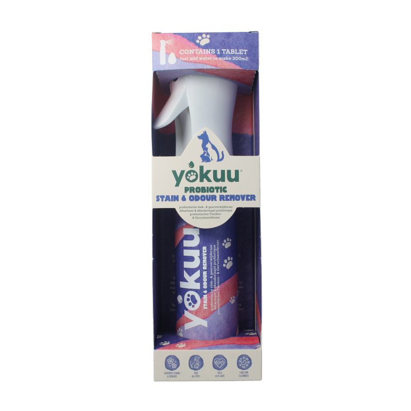 Yokuu Probio pet stain and odor remover start set with bottles and applicator for cleaning pet accidents and odors.