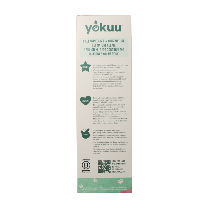 Yokuu Probio huisdierverfrisser startverpakking with spray bottle for pet odor control and freshening in a natural setting