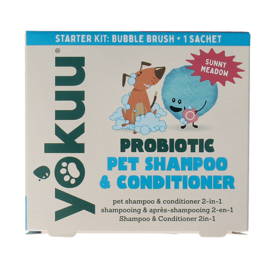 Yokuu Probio shampoo and conditioner pet care set with one bottle, suitable for animal grooming and hygiene.