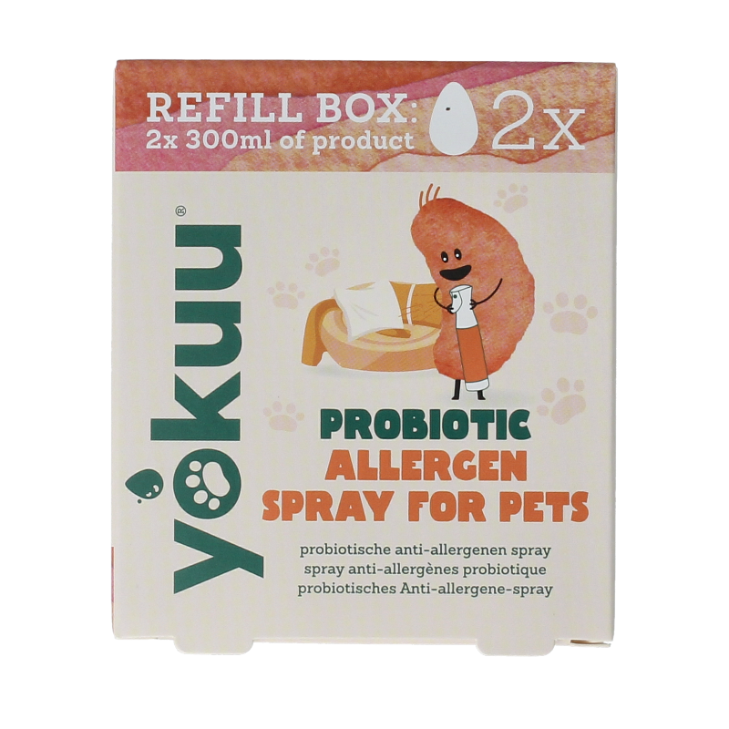 Yokuu Probio allergenenspray refill for pets, natural pet care product, two bottles of allergen spray in packaging
