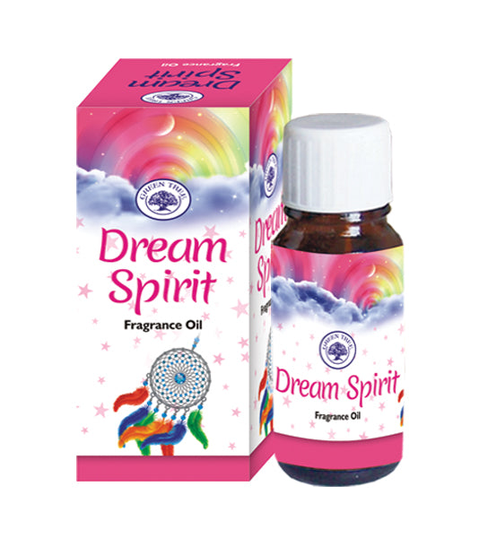 Green Tree Dream Spirit essential oil bottle, 10ml of green-colored aromatic etherische oliën for relaxation and mood enhancement.