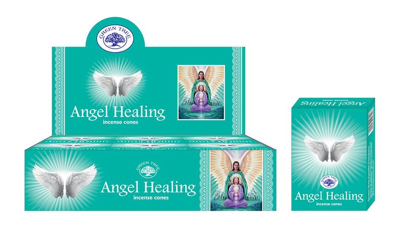 Green Tree Kegelwierook angel healing incense sticks, natural Wierook for relaxation and spiritual healing, 10-pack.