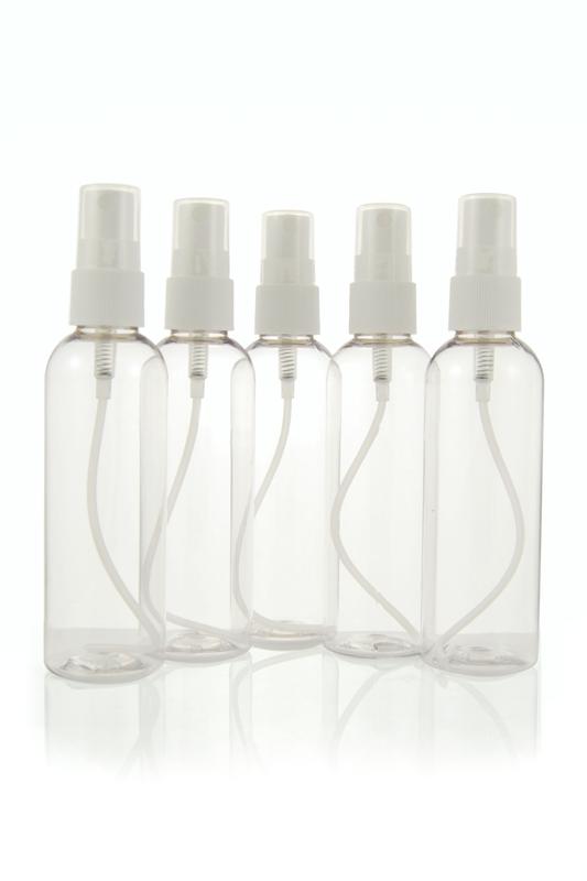 Ginkel's Sprayflacon 100ml set of 5 clear plastic spray bottles for packaging and storage purposes.