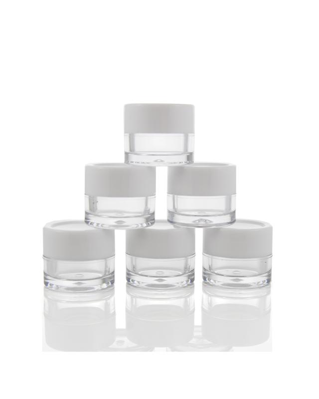 Set of 15 Ginkel's 5ml proefpotjes with lids, ideal for packaging small quantities or samples.