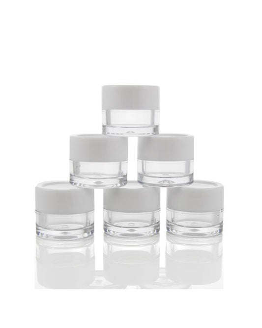Set of 15 Ginkel's 5ml proefpotjes with lids, ideal for packaging small quantities or samples.