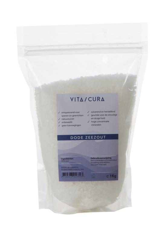 Vitacura Dode Zeezout 1kg for bath and shower, natural mineral salt in a resealable package, ideal for relaxing baths