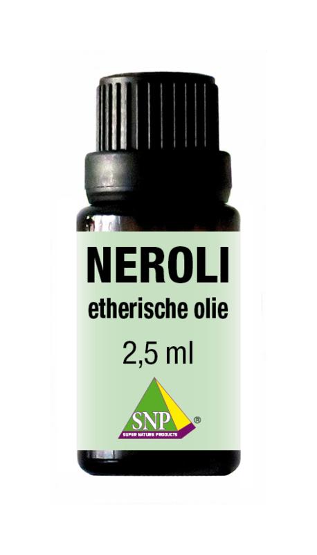 SNP Neroli 2.5ml bath and shower gel bottle with orange and floral design on label, for refreshing skin cleansing.