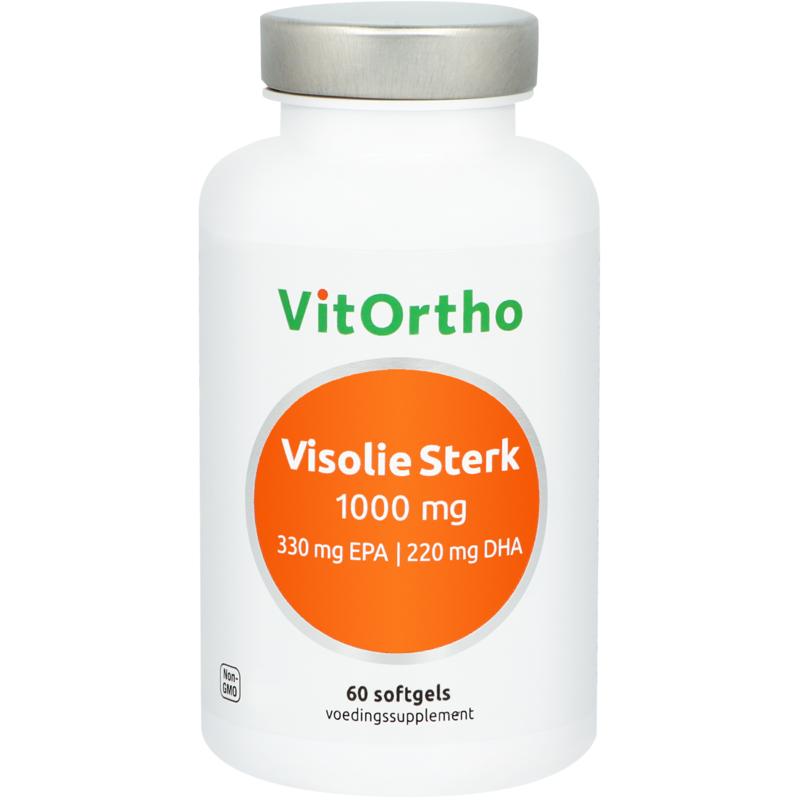 VitOrtho Visolie Sterk 1000mg softgel with EPA 330mg and DHA 220mg, omega-3 supplement in 60 softgels