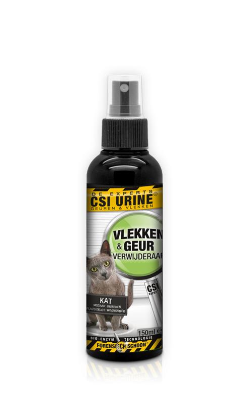 Csi Urine kitten spray bottle with 150ml cleaning solution for removing pet urine stains and odors.