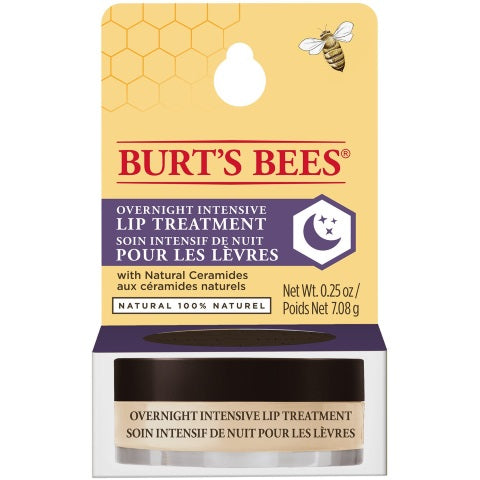 Burt's Bees Lip Treatment Overnight Intensive in a 7.08g jar, nourishing lip care product with natural ingredients for soft, smooth lips.