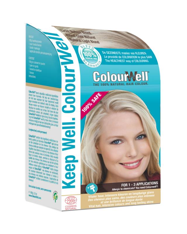 Colourwell natural blonde hair dye in 100g, light natural blond color, for natural-looking hair coloring.