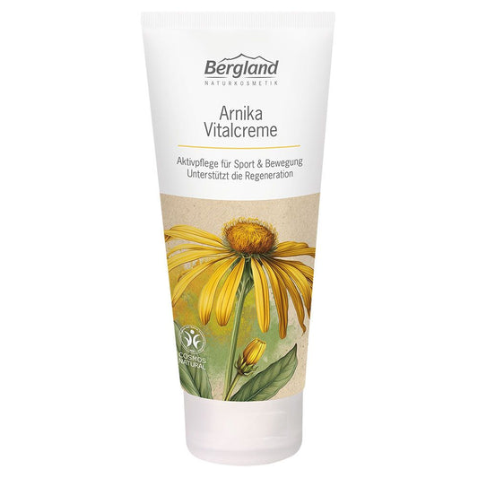 Bergland Arnika creme in a 100ml tube, natural body care product with arnica extract for soothing skin.