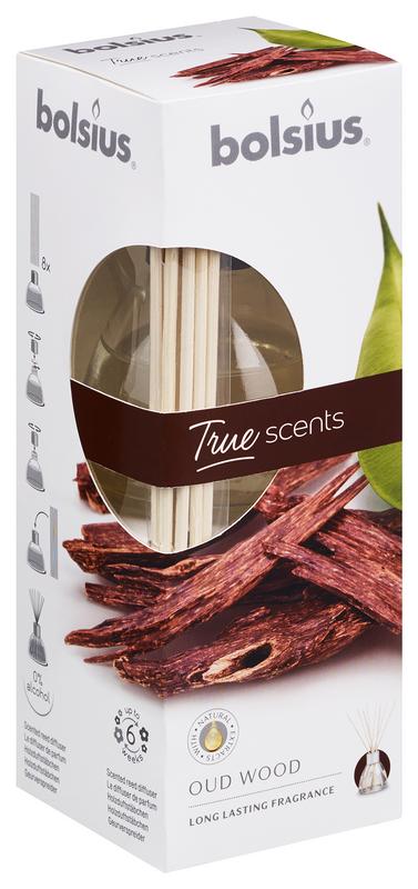 Bolsius True Scents old wood scent diffuser with 45ml liquid, designed for aromatic air freshening.