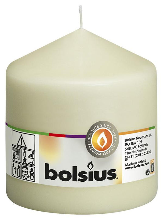 Bolsius ivoor stompkaars 100/98 cm, a set of one ivory-colored candles with a simple, elegant design for home decor.