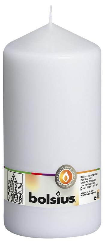 Bolsius Stompkaars 250/98 white candle, single wax candle with wick, designed for decorative and ambient lighting.