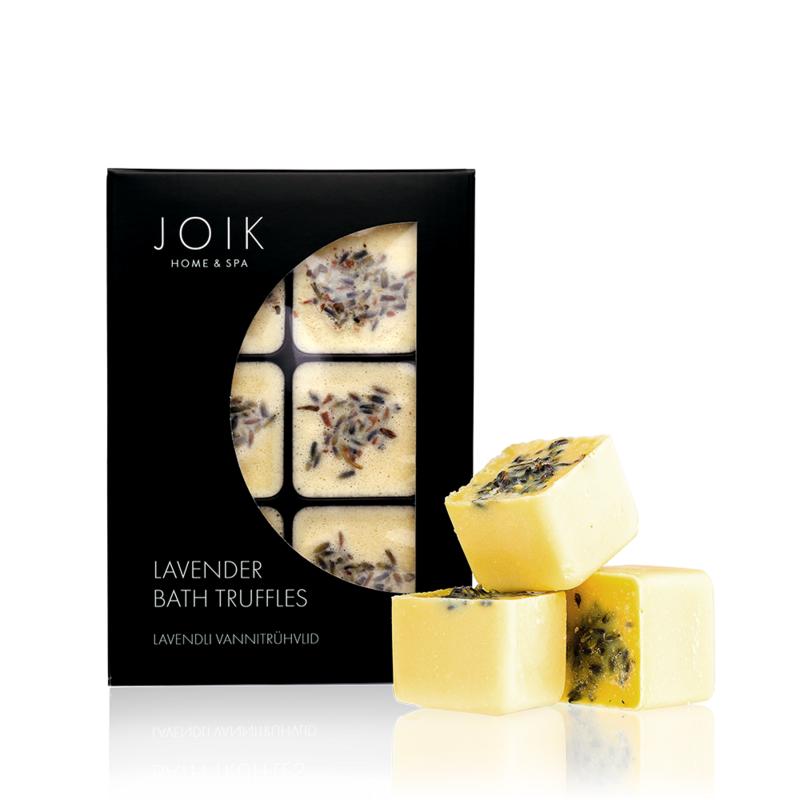 Joik Organics lavender bath and shower truffles in a 258g package, featuring lavender-scented skincare for relaxing baths.