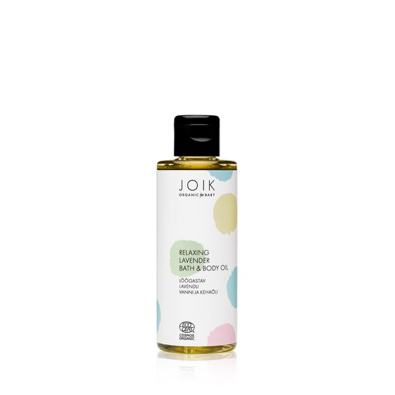 Joik Organics baby relaxing lavender bath and body oil in 100ml bottle, gentle organic skincare for infants and toddlers