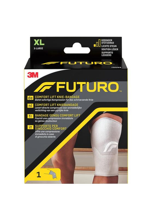 Futuro Comfort lift knee support bandage in XL size, shown as a supportive knee brace for stability and comfort.