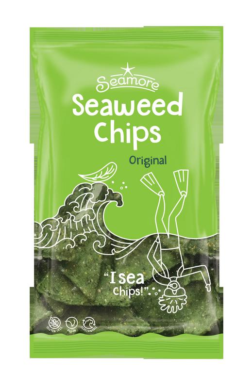 Seamore Zeewier tortilla chips in a 135g bag, crispy seaweed-flavored chips from Seamore, ideal for snacking or dipping.