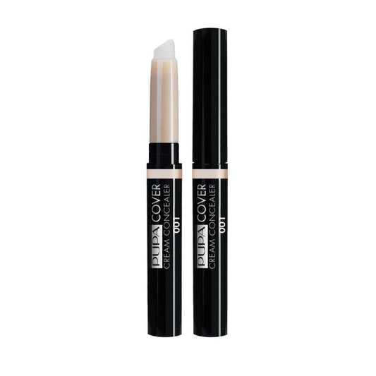 Pupa Concealer Cover Cream 001 in a sleek makeup container, designed for flawless skin coverage and concealing imperfections