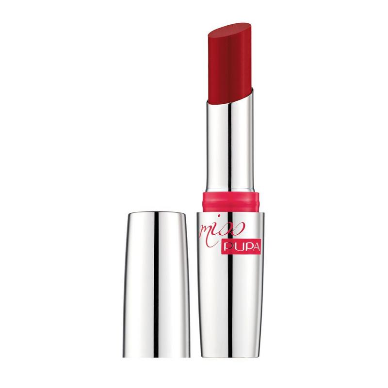 Pupa Miss Pupa lipstick 502 in a sleek lipstick tube, showcasing its vibrant color and elegant packaging for makeup.