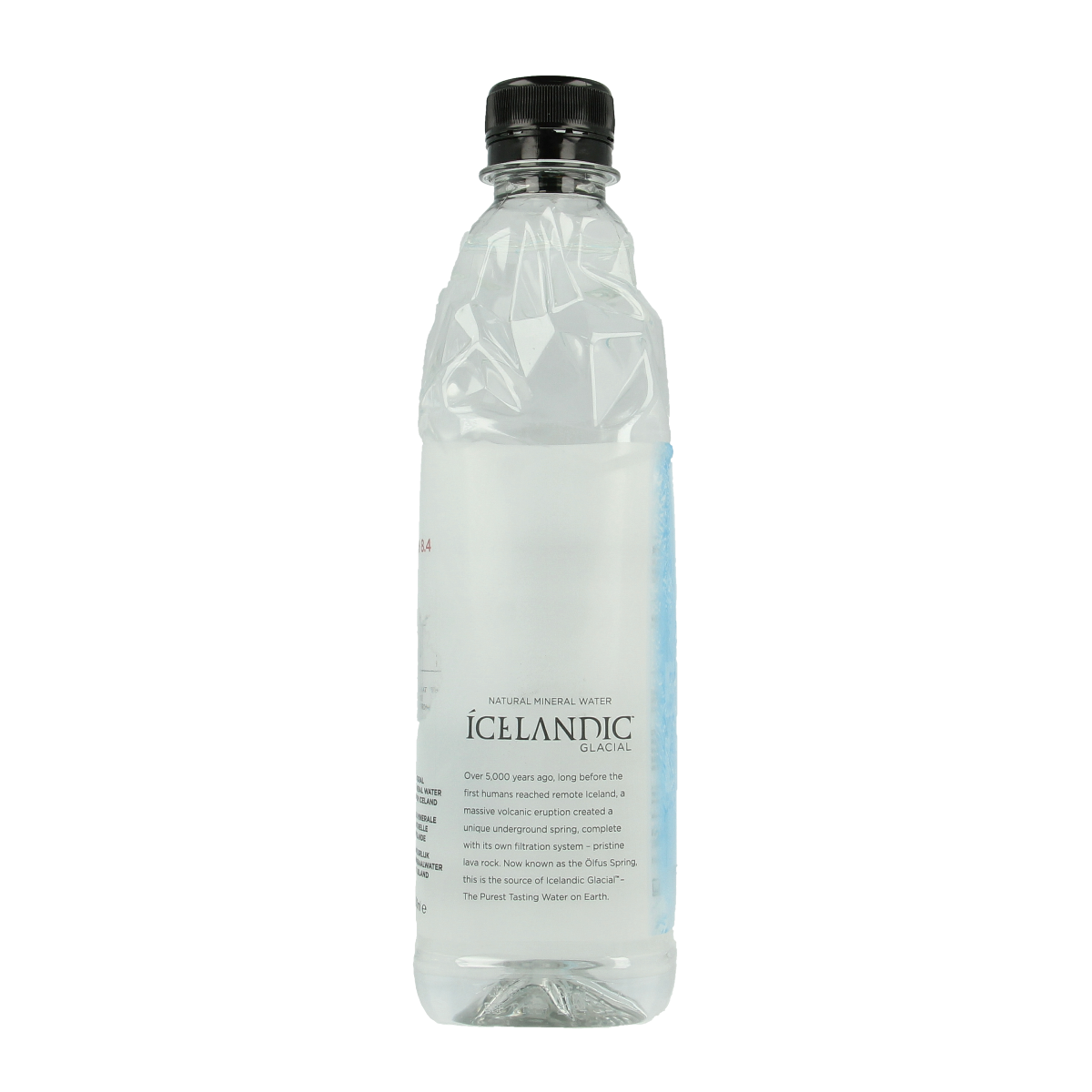 Icelandic Water glacial 500ml bottle with clear label, showcasing pure natural mineral water from Iceland.