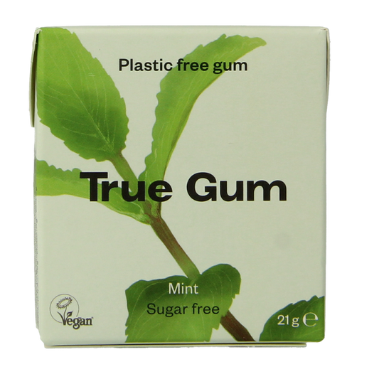 True Gum Mint sugar-free candy package showing the 21g box with mint-flavored chewy gum pieces inside.