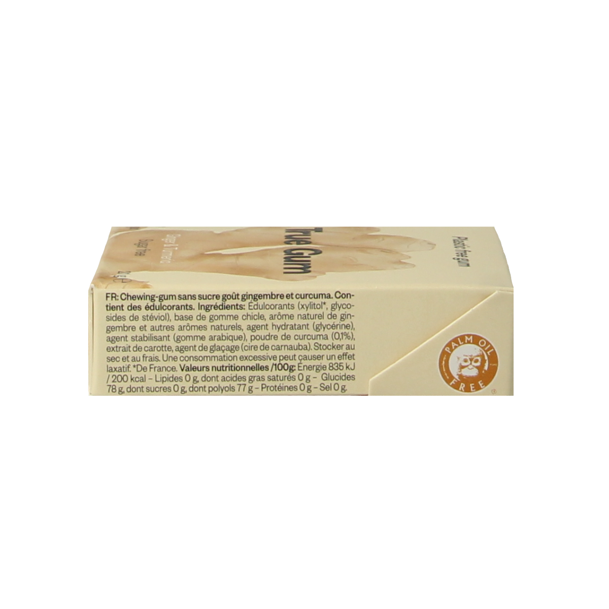 True Gum Ginger & Turmeric candy, 21g, colorful chewy snoepgoed with natural ginger and turmeric flavors.