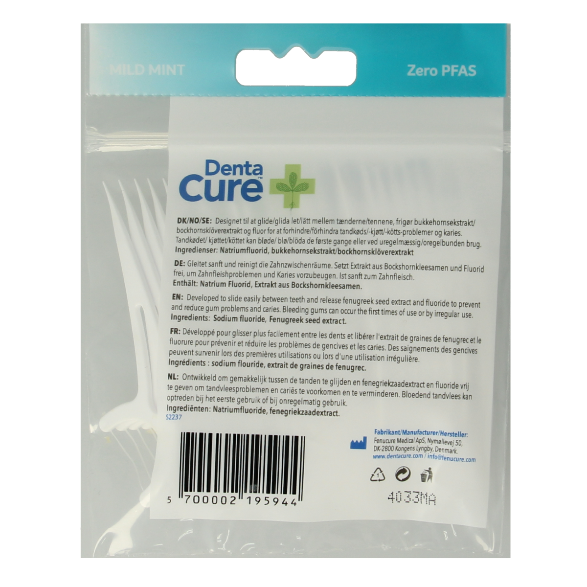 Dentacure Easyflosser 25-pack of interdental cleaning sticks and ragers for effective dental hygiene.
