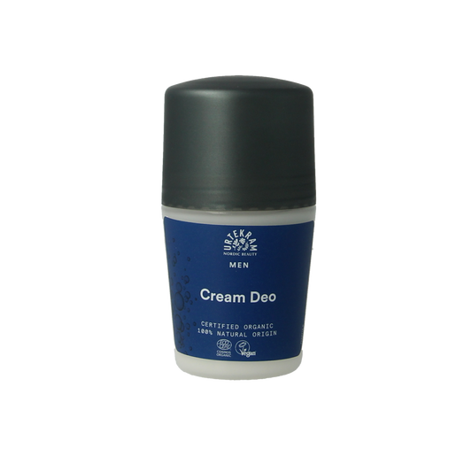 Urtekram Men deodorant 50ml bottle, natural skincare product with a sleek design, suitable for everyday use.