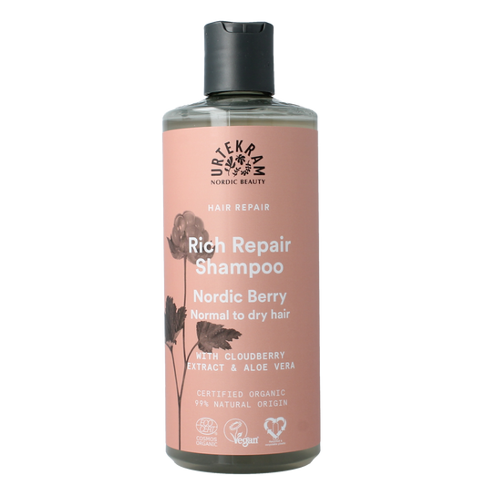 Urtekram Nordic Berry shampoo for normal to dry hair, 500ml, natural hair care product with berry extract.