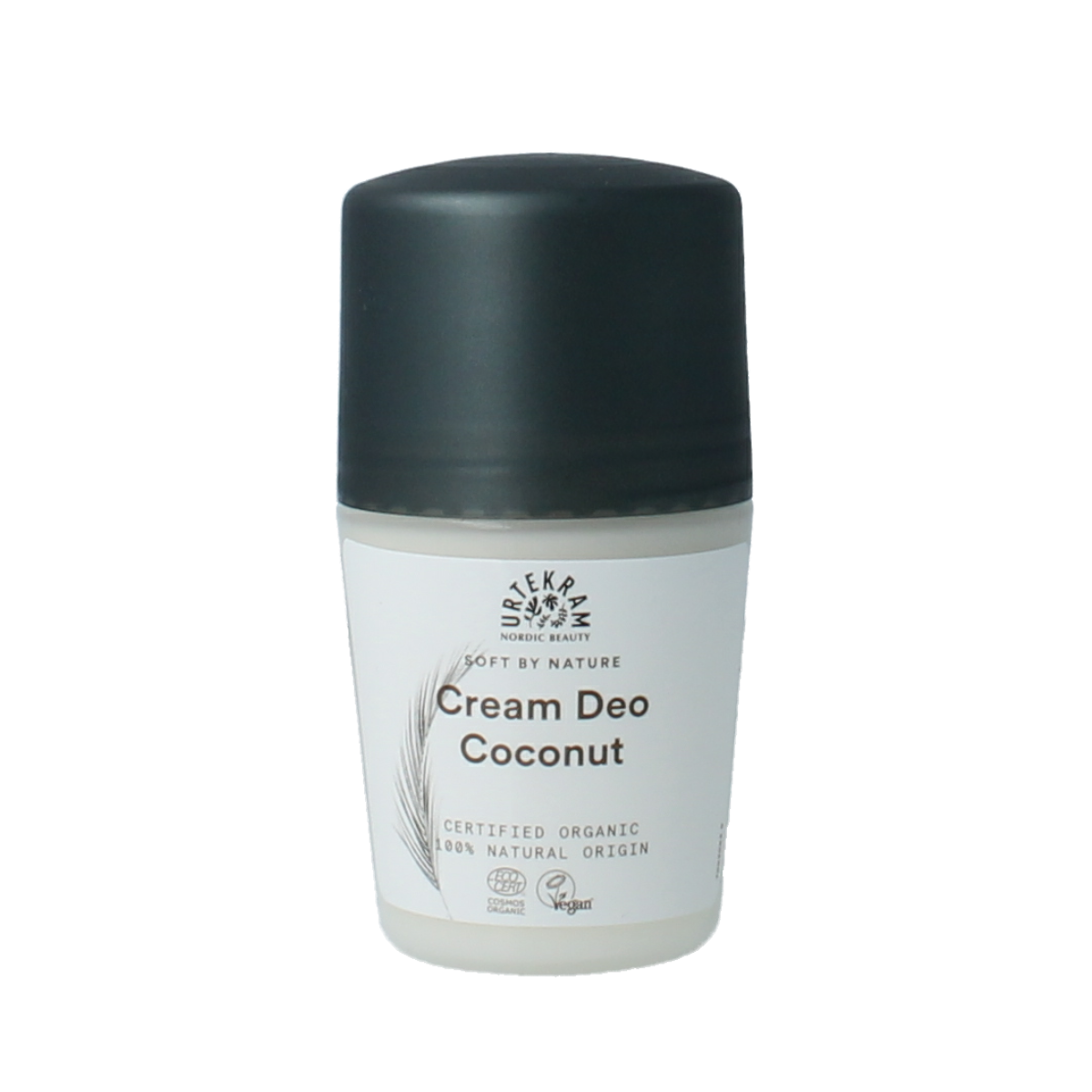 Urtekram coconut cream organic deodorant in a 50ml container, featuring a natural, creamy deodorant formula with coconut scent.