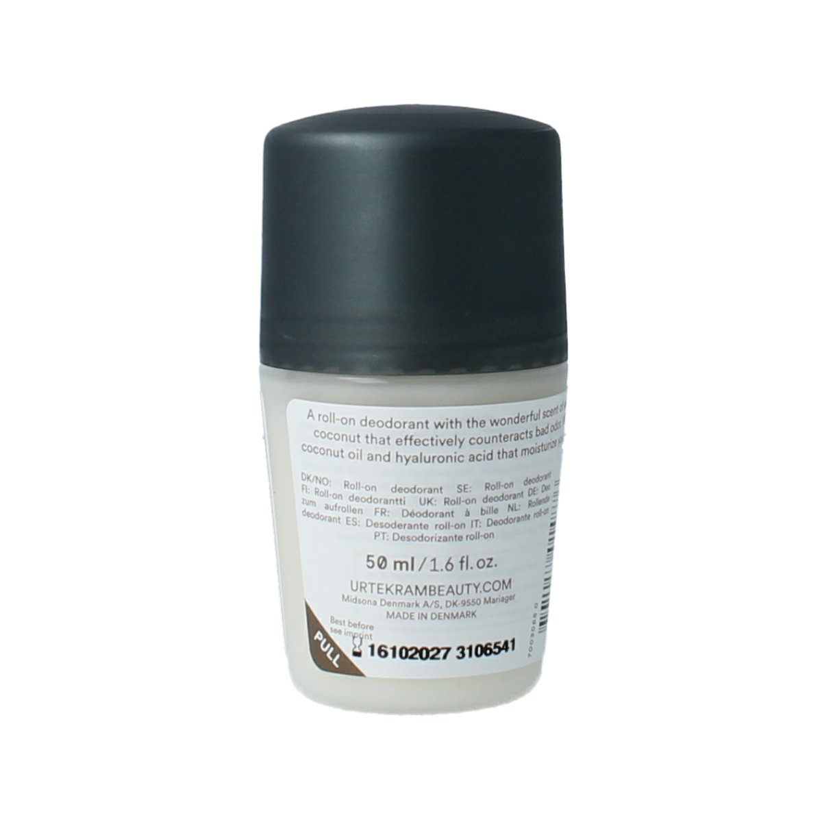 Urtekram organic coconut cream deodorant in a 50ml container, natural deodorant with coconut scent and bio ingredients.