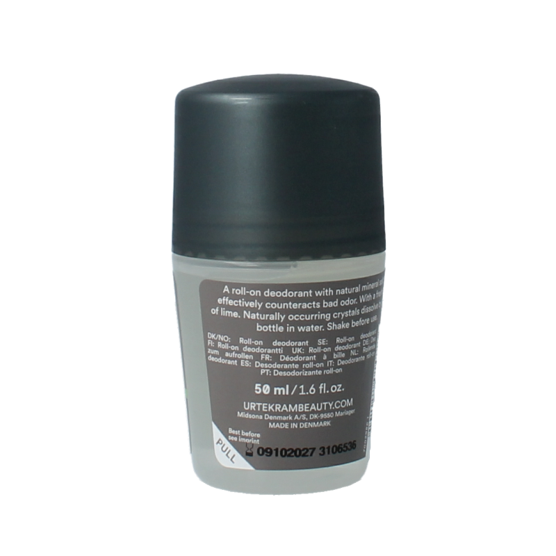 Urtekram organic lime crystal deodorant stick in 50ml container, natural and eco-friendly personal care product.