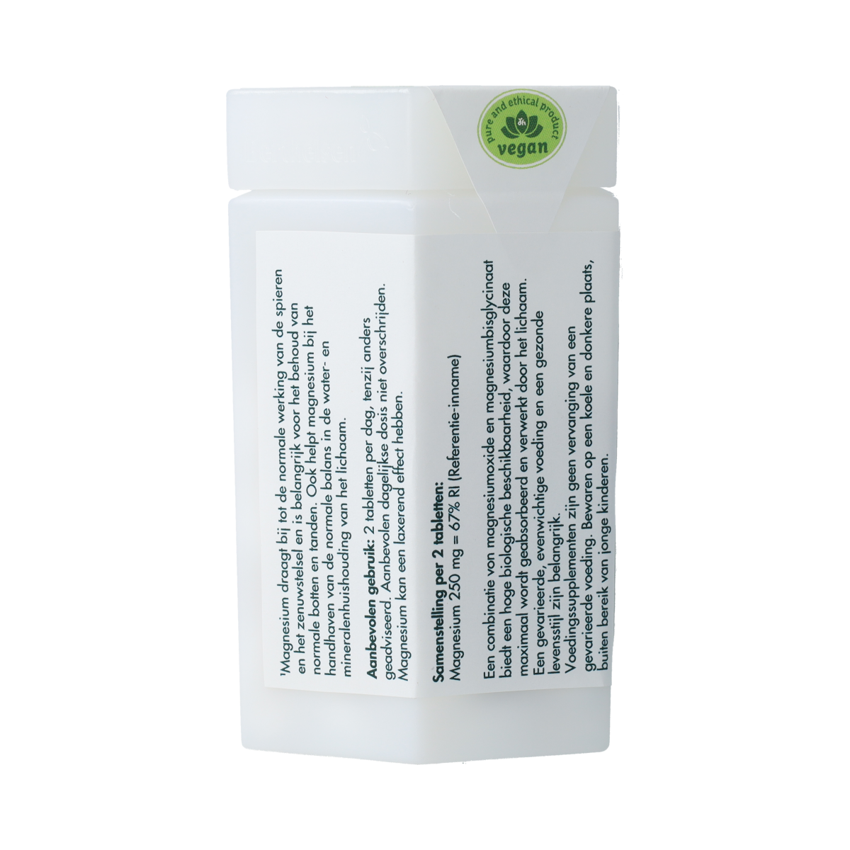 Berthelsen Magnesium 250mg mineral tablets in a blister pack, showing 90 tablets for daily magnesium supplement.