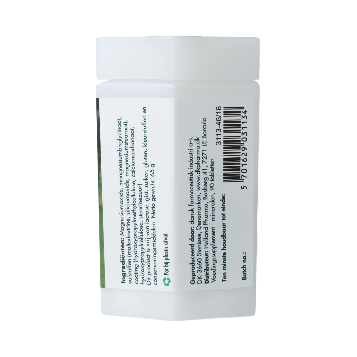 Berthelsen Magnesium 250mg mineral tablets in a bottle, dietary supplement for muscle and nerve health, natural mineral supplement
