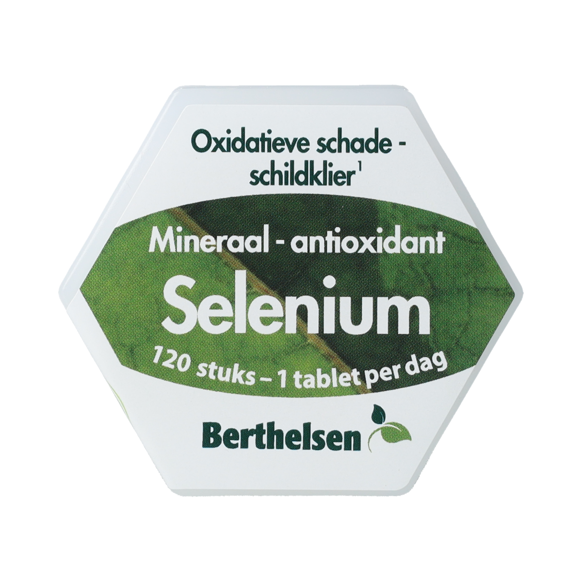 Berthelsen Selenium 100mcg mineral tablets, showing a bottle and tablets on a white background for dietary supplement.