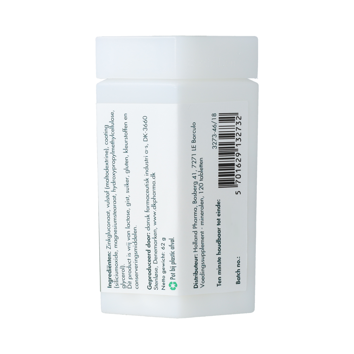 Berthelsen Zink gluconaat 20mg mineralen tabletten in blister pack, supplement for zinc intake, close-up view of tablets.