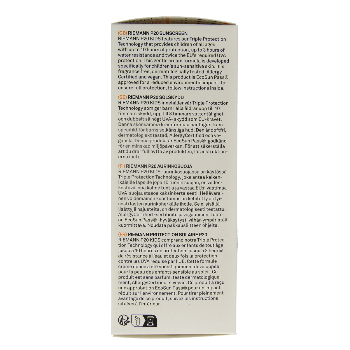 P20 Kids SPF50+ lotion in 200ml bottle, with sun protection label, suitable for children's sensitive skin.
