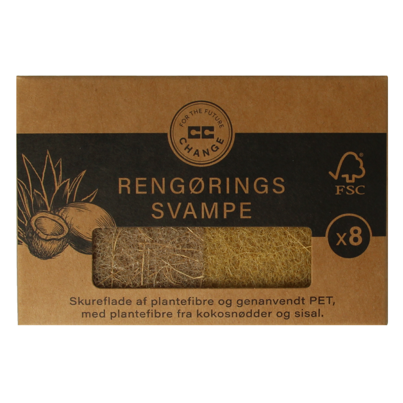 Set of 8 CC Hansen coconut fiber scrub sponges for gentle body cleaning, made from natural plant fibers.
