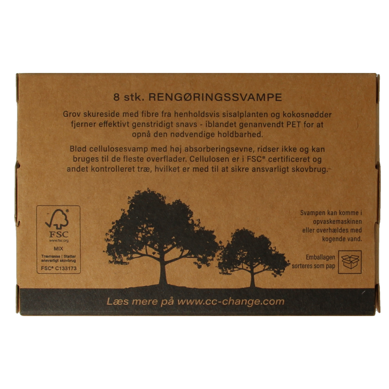 Set of 8 CC Hansen coconut fiber scrub sponges for gentle cleaning and exfoliation, made from natural plant fibers.