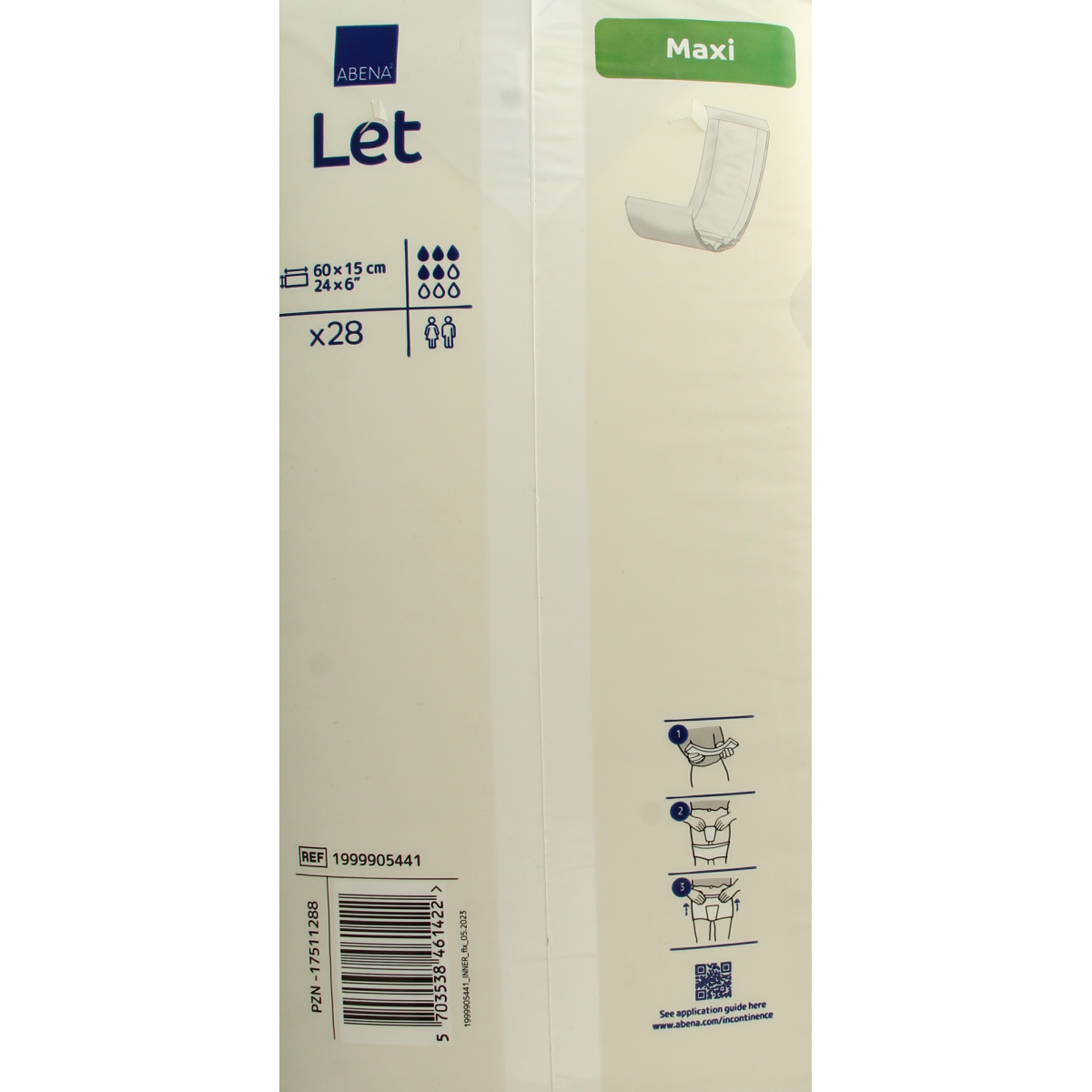 Abena Abena Let Maxi incontinent pads, 28-pack, with absorbent layers and soft fabric surface for discreet protection