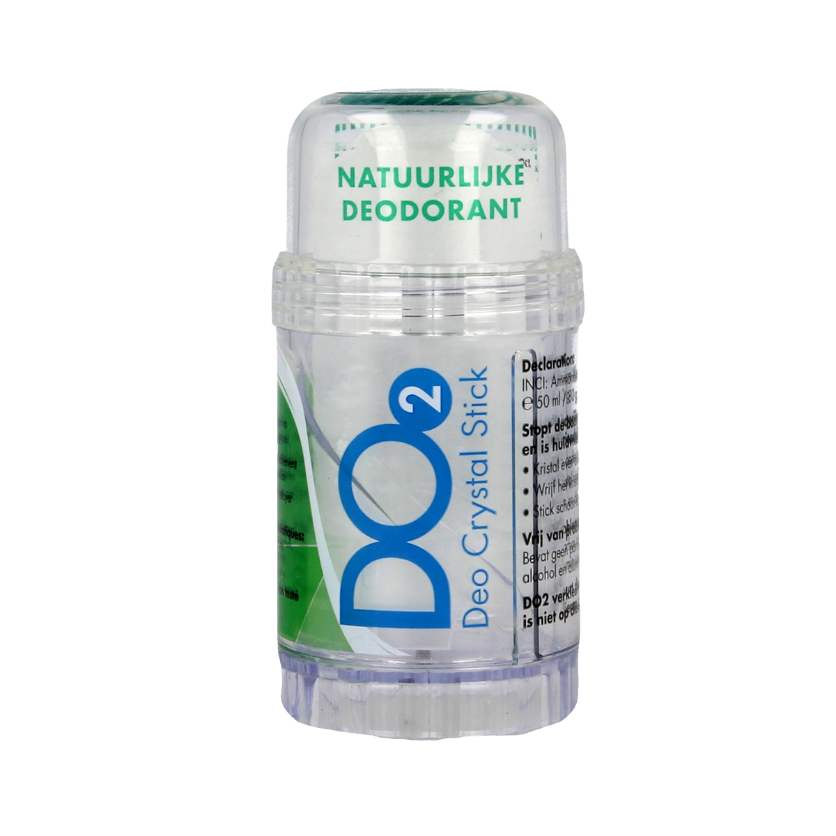 DO2 deodorant stick with aluminum basis, 80g, showing the white solid deodorant in sleek packaging.