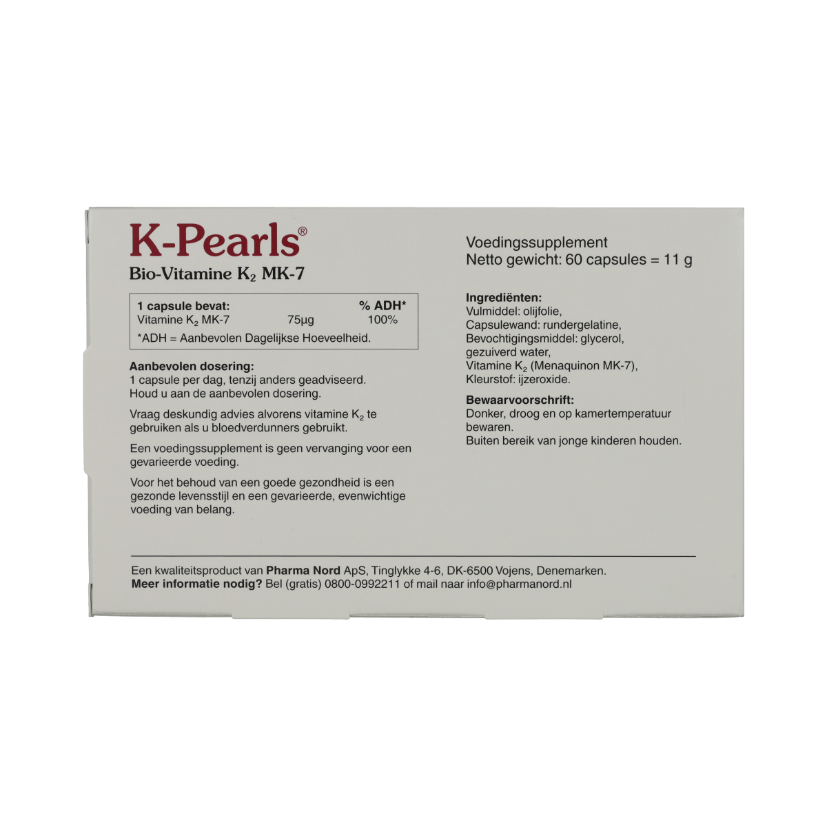 Pharma Nord K-Pearls vitamin tablets in blister pack, showing the orange capsules for healthy bone and immune support.