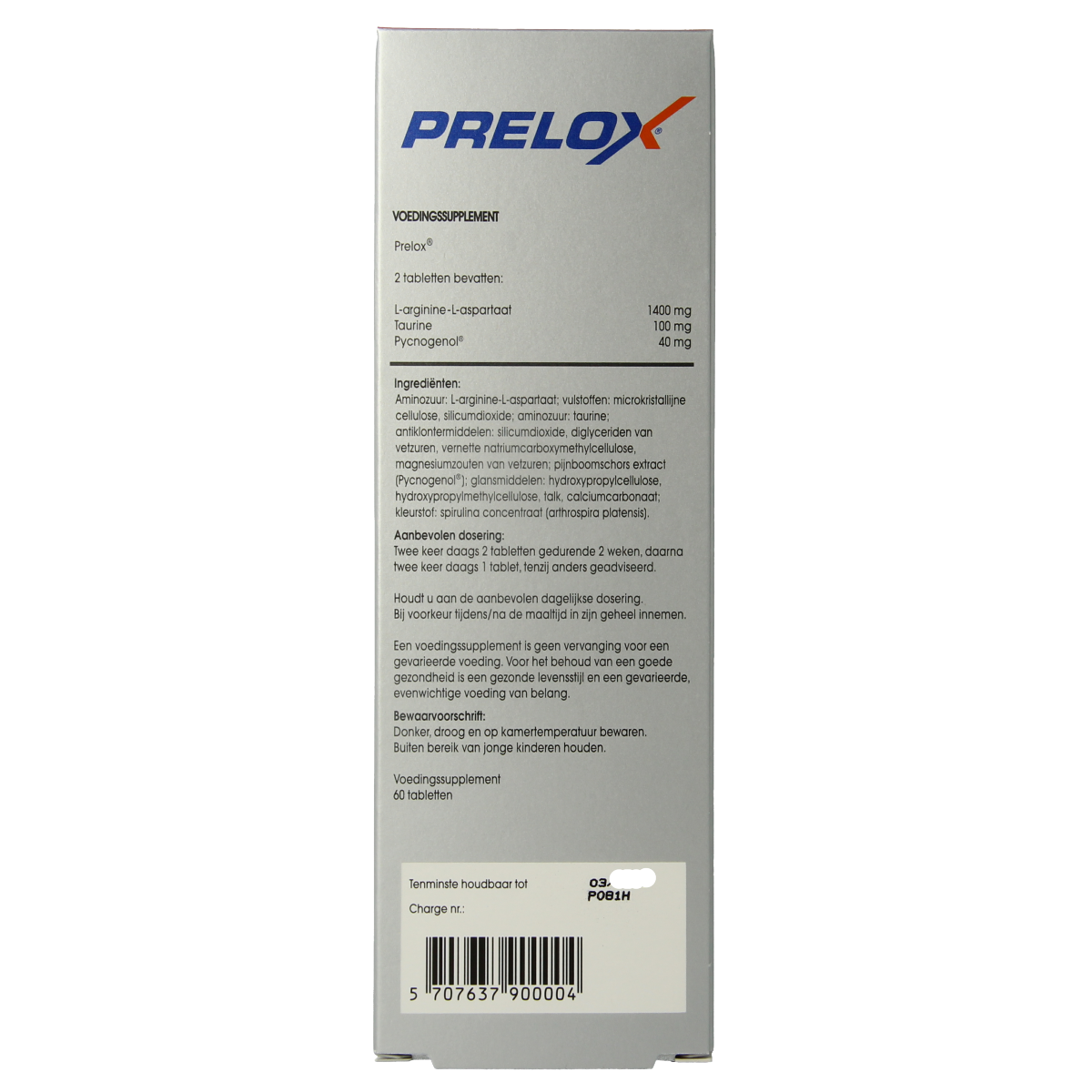 Pharma Nord Prelox amino acid tablets in a blister pack, dietary supplement for vitality and male health.