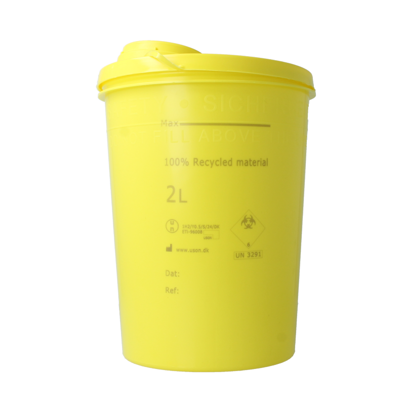 Large Blockland Naalden container in yellow, 2-liter instrument for storing sewing needles, shown in a clear image.
