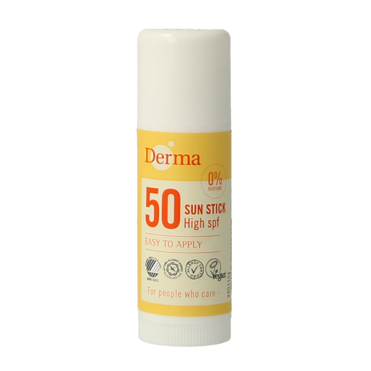 Derma Sun Stick SPF50 in 18ml with sun protection for face and body, compact sunscreen stick from Derma.