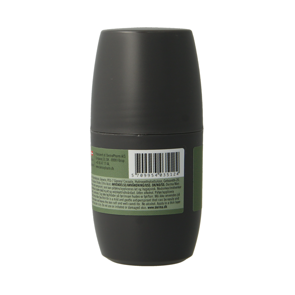 Derma Man deodorant roll-on in 50ml bottle, natural deodorant for men with fresh scent and skin-friendly formula.