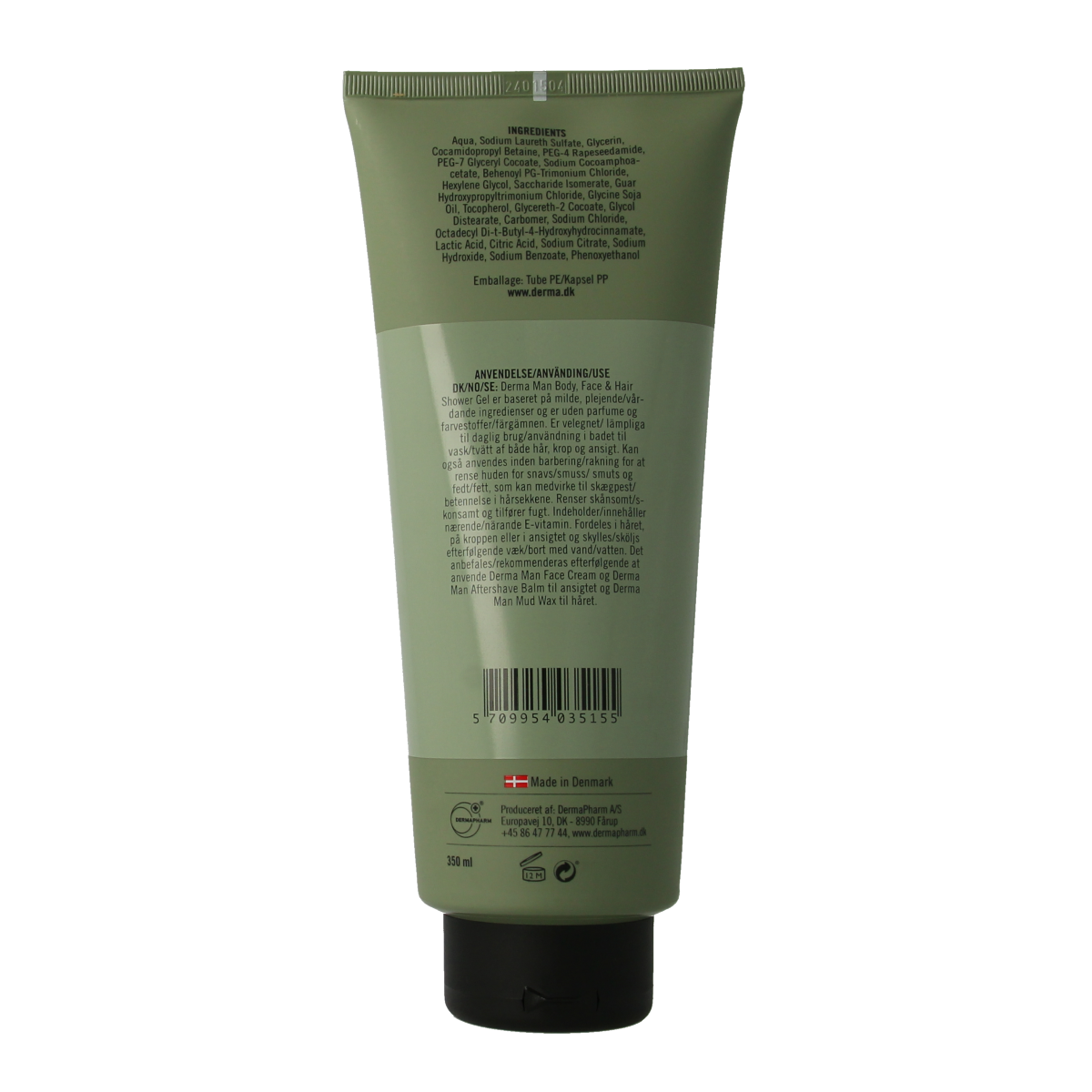 Derma Man douchegel body, face & hair 350.00 Milliliter