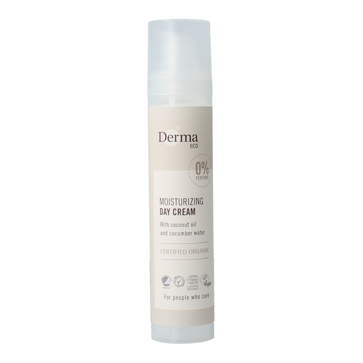 Tube of Derma Eco Day Cream 50ml for facial care, featuring natural ingredients and lightweight moisturizer for daily use.